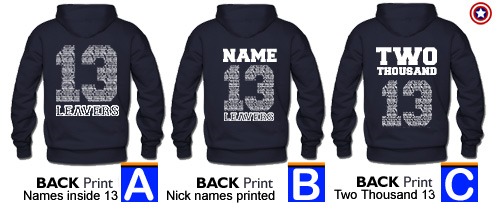 2013 design set from A to C options on hoodies